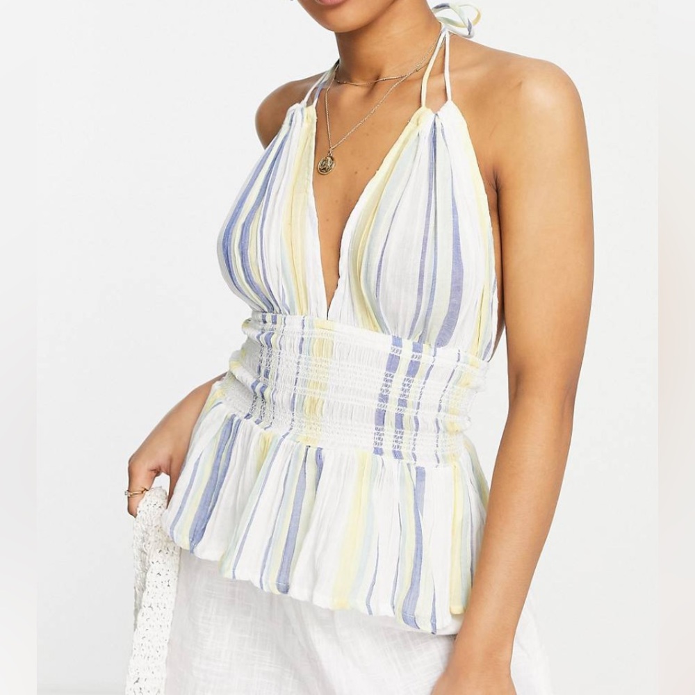 *NWOT* ASOS striped flowy a line halter top size US 12